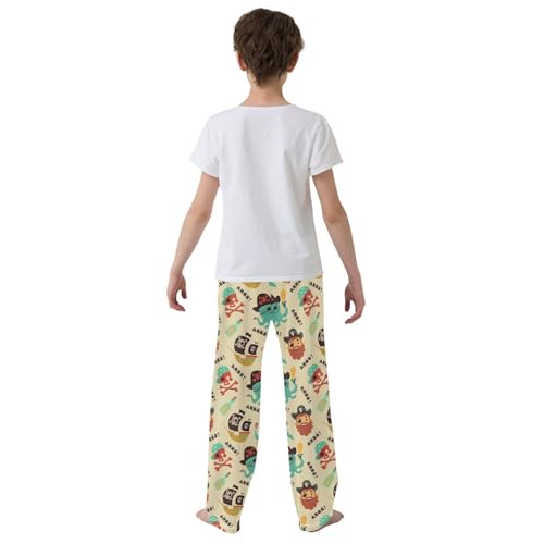 ZZXXB Pirate Octopus and Ship Boys Long Pants Soft Trousers Elastic Waist Kids Lounge Bottoms with Pockets S-XL3