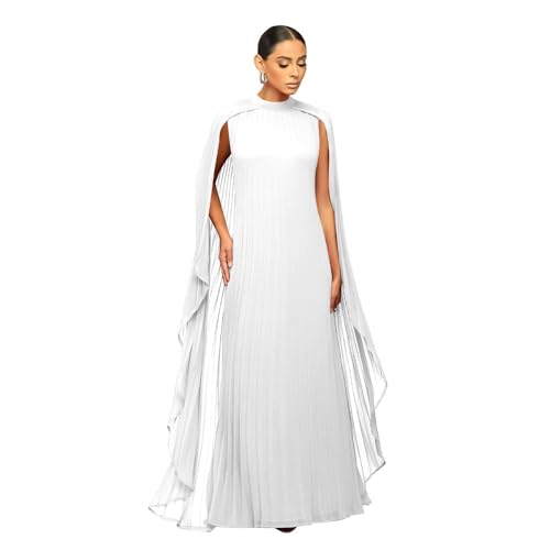 Women's Solid Color Chiffon Long Skirt Pleated Dress2