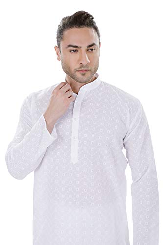 Image of LUCKWIN Men's Cotton chikankari Regular Fit Kurta Pyjama Set