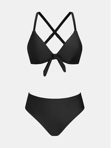 Image of CUPSHE Women's Two Piece Bikini Set Floral Print Knot Bunny Tie | Bunny Tie,Adjustable Straps,Soft Removable Cups,Flattering Bathing Suit For Vacation And Beach