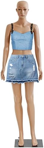 FLL Mannequin Torso, Clothing Form Full Body Manikin Female 69 inch Adjustable Detachable Stand Realistic Display with Metal Base Plastic Head Arm Turns Stand, Beige (FLL-01)