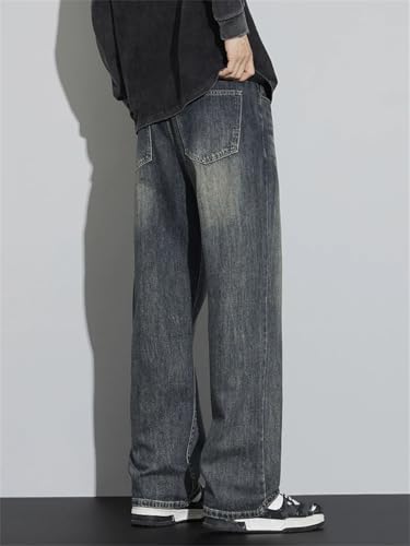 Men's Denim Pants Vintage Loose Korean Straight Wide Leg Jeans3