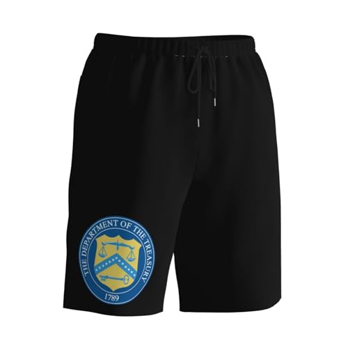 Seal of The United States Department of The Treasury Men's Quick-Dry Board Shorts 7" - Swim Trunks Summer Hawaii Beach2