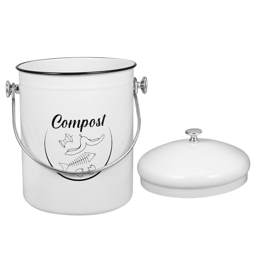 Contenedor de compost de cocina IMIKEYA de diseño moderno de hierro blanco reciclable 5l 2