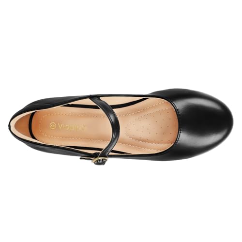 Womens Mary Jane Shoes Comfortable Strap Flats Dressy Casual Ballet Flats Shoes Floral Buckle Round Toe Black Flats Shoes for Women4