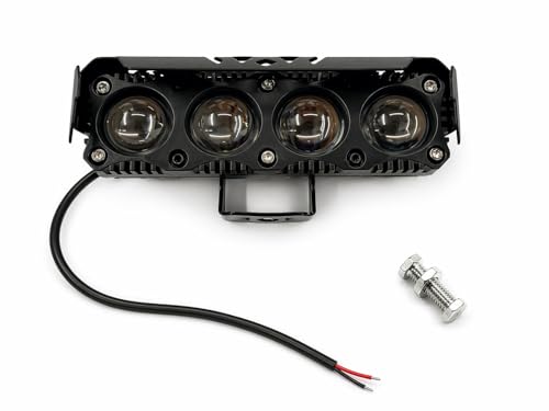 Image of 4 Lens LED Auxiliary Fog Light 40W for Motorcycle | 12V Waterproof Driving Lamp | Black Metal Body | Universal Fit Spotlight | With Mounting Bracket | High Brightness Beam
