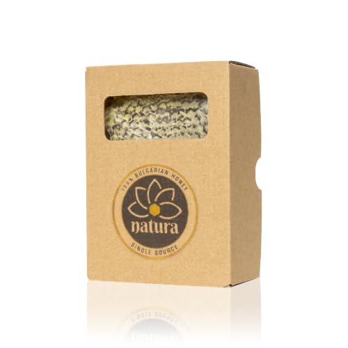 Natura 100% Honeycomb Raw Unfiltered Honey in Natural Comb | Single Source | Pure Bee Honey from Bulgaria | Eco-Friendly Packaging (350g (Pack)