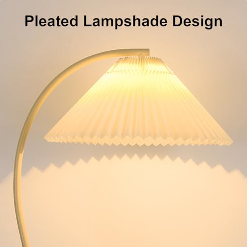 Lámpara de pie de arco elegante con base estable y pantalla floral 3