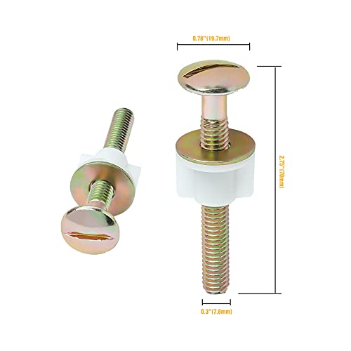 A.I.FORCE 2Packs Heavy Duty Toilet Seat Fastener, Steel Toilet Seat Hinge Bolts and Nuts, Universal Fit, Gold Finish, Galvanized, Commercial Grade