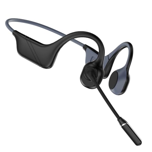 Image of Bone Conduction Headphones with Mic, Bluetooth 5.4, Open-Ear Headphones with Noise-Canceling Rotated Boom Microphone, Wireless Headset Sweatproof Earphones for Working, Running, Driving
