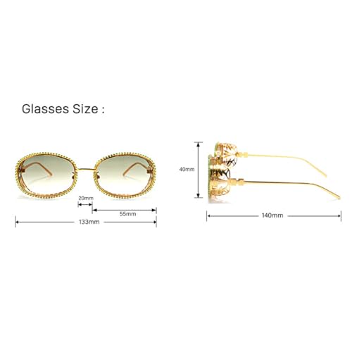 Vintage Oval Diamond Sunglasses Men Women Oval Crystal Eye Protection Punk Eyewear UV4002