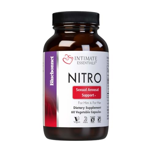 Bluebonnet Nutrition Intimate Essentials Nitro, L-Arginine, Sexual Arousal Support*, for Him & Her, Soy-Free, Gluten-Free, Vegan, 60 Vegetable Capsules