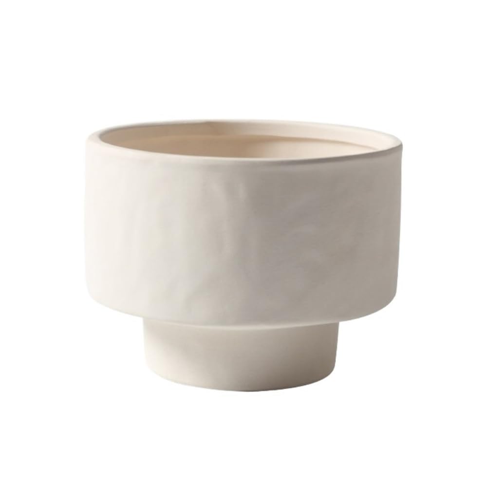 XBGfdySD Rotundity Ceramic Planter, Plant Pot with Drainage Holes, Indoor and Outdoor Flower Planting Container(White,Small)