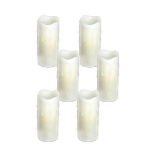 Maykoosh Led Dripping Wax Pillar Candles with Remote (Set of 6)