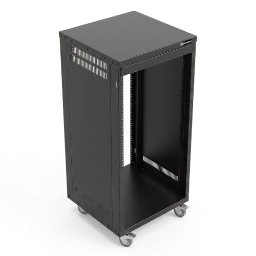 AxcessAbles 22U 19-Inch Rolling IT Server Rack 550LB Heavy Duty Open Frame with Removable Side...
