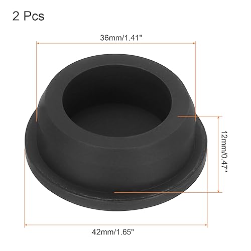 Image of UXCELL High Temp Silicone T-Shaped Rubber Stopper Plugs - Dia 36mm /1.41 inch, Black, Pack of 2 (OD 42mm)