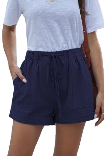 Image of YOCUR Womens Lightweight Shorts Casual Baggy Trendy Hot Pants Elastic Waist Drawstring Comfy Shorts