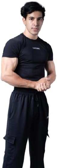 - Men Compression Half Sleeves Round Neck T-Shirt for Gym and Sports Wear