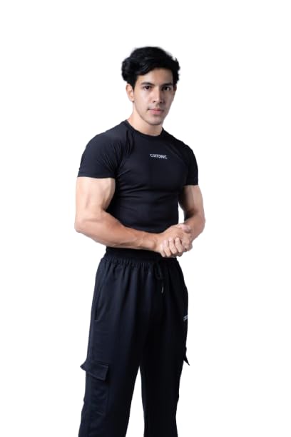COITONIC Men Compression Half Sleeves Round Neck T-Shirt for Gym and Sports Wear