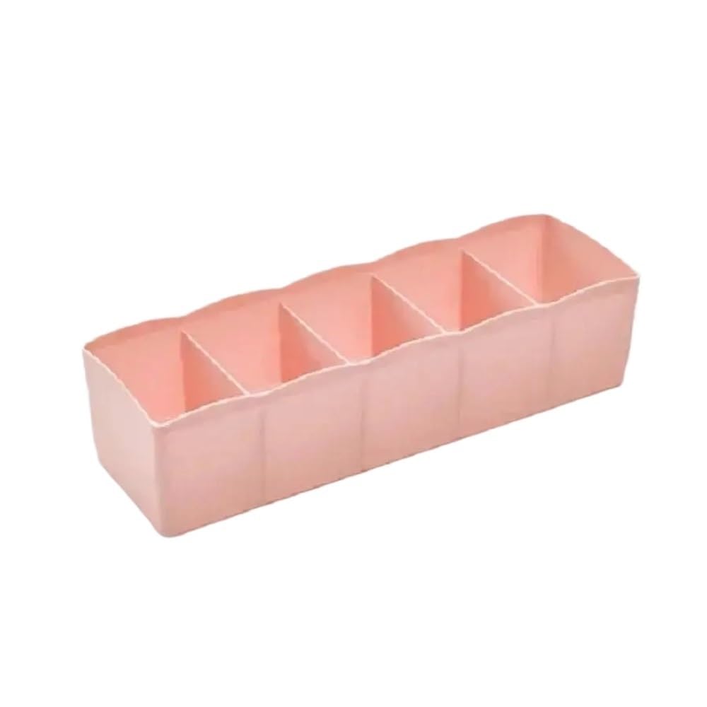 Sunrrafck Pink 1Pc 5 Grids Underwear Socks Storage Box Plastic Drawer Closet Organize Sorting Boxs Divider Desk Accessory Household Basket(Pink)