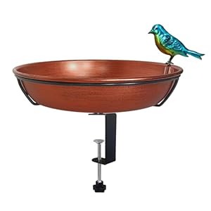 Deck Bird Bath for Outdoors, 11" Copper Metal Birdbath Bowl with Adjustable Big Steel Clamp Backyard Bird Bath&Bird Feeder for Railing Balcony Fence Yard Art Garden Decor Deck Bird Bath for Outdoors 11 Copper Metal Birdbath Bowl with Adjustable Big Steel Clamp Backyard Bird BathBird Feeder for Railing Balcony Fence Yard Art Garden Decor