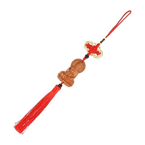 WINOMO Colgante de Coche Tallado de Madera Guanyin Feng Shui Cover