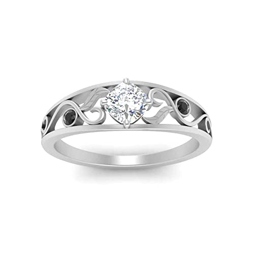 Image of Choose Your Gemstone Nature Inspired Compass Point Ring 925 Sterling Silver Cushion Shape Side Stone Engagement Rings Lightweight Office Wear Everyday Gift Jewelry US Size 4 to 12