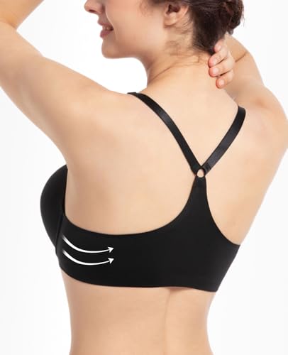 Image of YANDW Racerback Push Up Padded Bras for Women Add 2 Cup Front Closure Back Smoothing T Back Plunge Underwire Bra