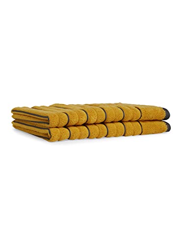 Image of Spaces Hand Towels | 100% Cotton | Spa & Gym Towel | Highly Absorbent & Super Soft | 2 Piece Set | Premium Hand Towel | 40 x 60 cm | Mustard /Ash