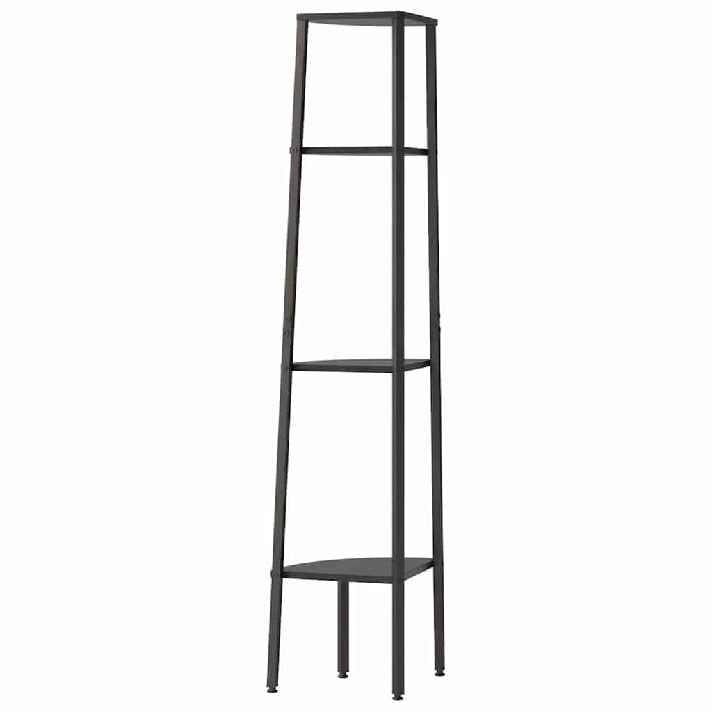 Eckregal Schwarz mit 4 Ablagen 45,5x31,5x150 cm stabiles Stahlregal für Bücher, Aufbewahrung, Raumteiler, Büro, Wohnzimmer, Kinderzimmer, Flur, Dekoration, Flexible Nutzung
