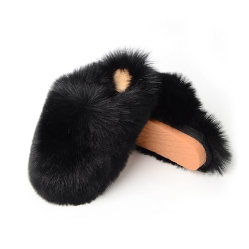 Womens Fluffy Faux Fur Slides Furry Soft Plush House Slippers Shoes Indoor Outdoor Slip On Slipper4