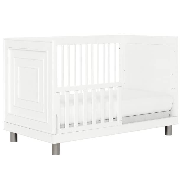 Image of Toddler Bed Safety Guard Rail for Evolur Baby Convertible Cribs - Solid Wood Rail for Convertible Crib to Toddler Bed Conversion - Safety Bed Rail for Children (White, Model 814)