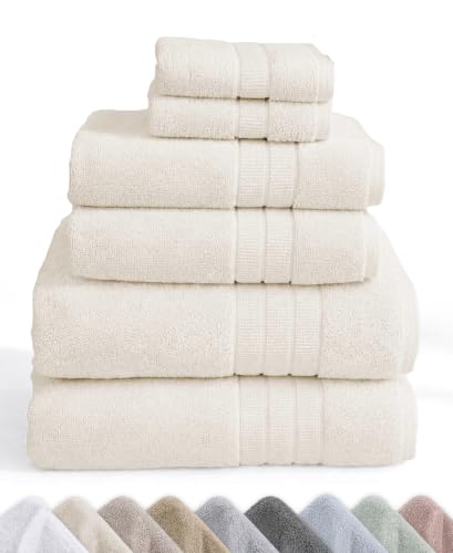 California Design Den Organic Cotton Towel Sets for Bathroom, Ivory-Tofu - image 1