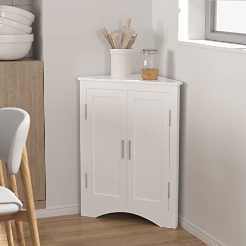 Qssllc Bathroom Corner Cabinet, Home Floor Corner Storage Cabinet With Two Doors & Adjustable Shelves, Freestanding Storage Cabinet For Bathroom, Bedroom, Kitchen #TOP5