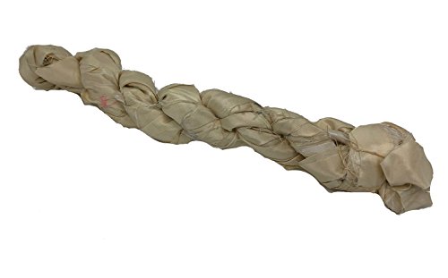 Knitsilk Undyed Sari Silk Ribbon Yarn -Dyeable Ivory Skeins Yarn |Best for Crochet, Knitting, and Embroidery,and Jewelry Making |50 GMS-30 Yards-Ivory | Sustainable and Unique Texture Ribbon Yarn.