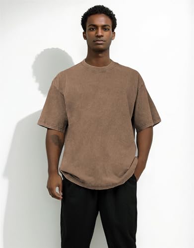 Men's Acid Wash T-Shirts Oversized Unisex T Shirt Cotton Short Sleeve Shirts Casual Tee for Women4