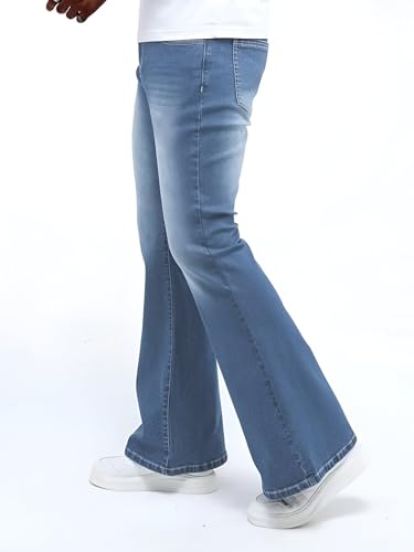 Image of Ben Martin Men's Bell Bottom Jeans || Bootcut Denim Pants || Wide Leg Flared Jeans for Men || High Waist Stretchable Retro Fit || Cotton Jeans for College Casual (1)