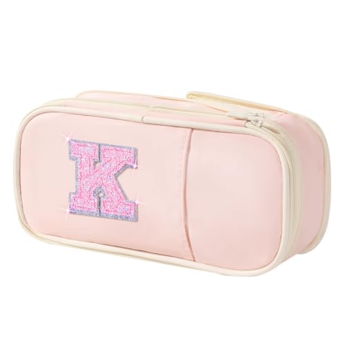 Image of Janhavi Initial Large Capacity Premium Oxford Cute Aesthetic Pencil Case Pouch Bag Special School Supplies Colored Stationery Organizer Gifts for Girls, Women, Adults