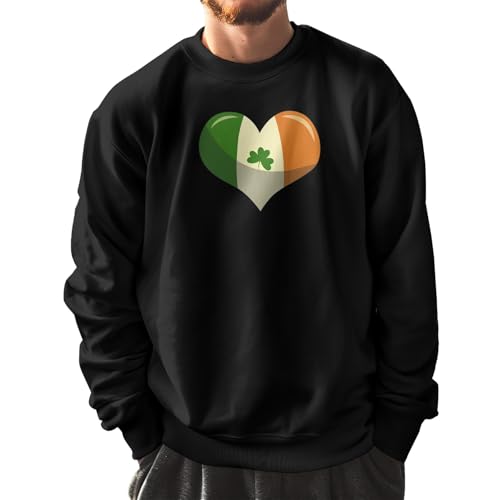 Ireland Flag in Heart Sweater, St Patricks Day Sweatshirt, Irish Pullover Jumper for Men Women White2