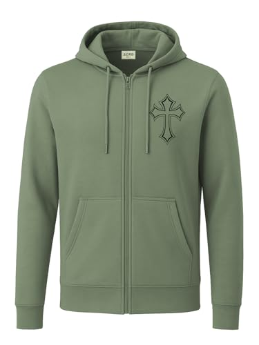 Image of ADRO Men's Regular Fit Zip-Up Hoodie for man | 320 GSM Cotton Poly Fleece Zipper Sweatshirt with Soft Fabric & Printed Hoodies