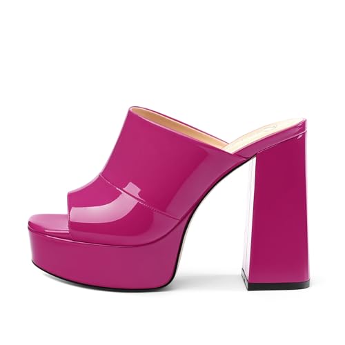 Image of Women Square Open Toe Platform Chunky Heel Slide Sandals