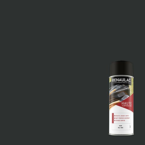 Renaulac Peinture Aérosol Déco spéciale Hautes températures - Noir mat - 400 ml(Ref: C-REAERHT-0001-0L4)