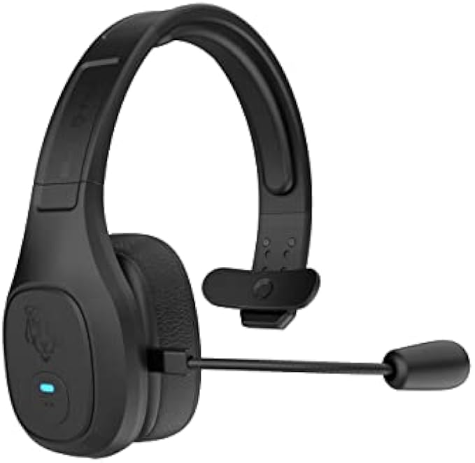 Blue Tiger Storm in Black - Wireless Bluetooth Professional Trucker and Office Headset with Microphone, Dongle & Cooling Gel Ear Cushion – Fastest Charge, Noise Cancelling, Clear Sound, Bluetooth 5.0
