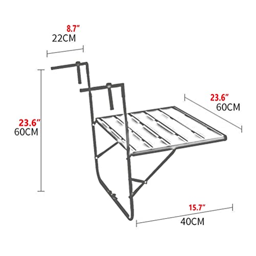 Table suspendue de balcon pliable et réglable en métal