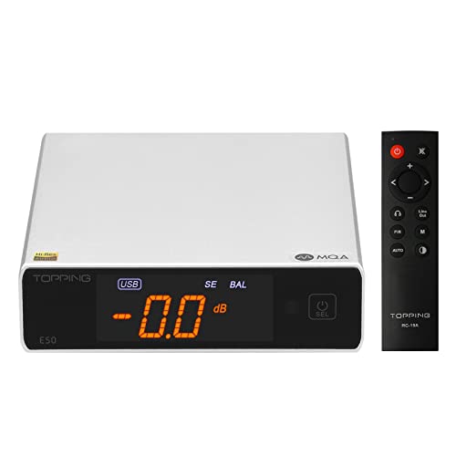 Topping E50 Mini Hifi Dac Es9068As Dsd512 Pcm768Khz Usb Dac Usb/Coax/Opt Inputs Rca/Trs Outputs Decoder For Home Theater Game Music Sliver #TOP10
