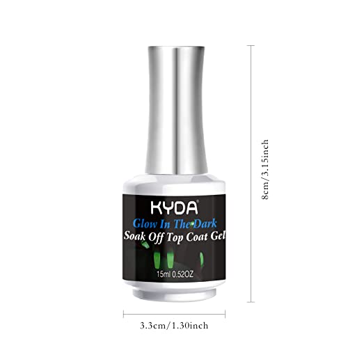 Kyda 15Ml Glow In The Dark Nail Gel Top Coat, Luminous Nail Gel Top Coat For Nail Art, Transparent Universal Nail Gel Seal Top Coat, Uv Led Nail Gel Polish, 0.52 Fl Oz #TOP2