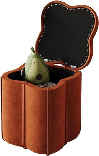 Reposapiés otomano tapizado de terciopelo con almacenamiento, silla redonda para sala de estar, dormitorio, entrada, soporta 330 libras