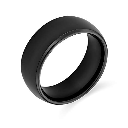 Bling Jewelry Anillo de Boda de Titanio para Parejas, Cúpula Simple y Llana, Negro, para Hombres y Mujeres, Ajuste Cómodo, 8MM
