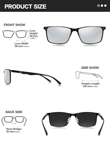 Bircen Mens Sunglasses Polarized UV Protection: Classic Shades for Men Driving Fishing with Al-Mg Metal Frame