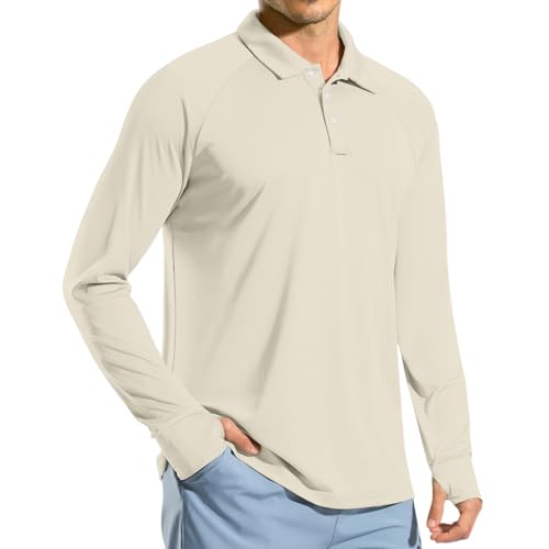 Sun Shirt Mens UPF 50 Long Sleeve UV Protection Golf Polo T-Shirt